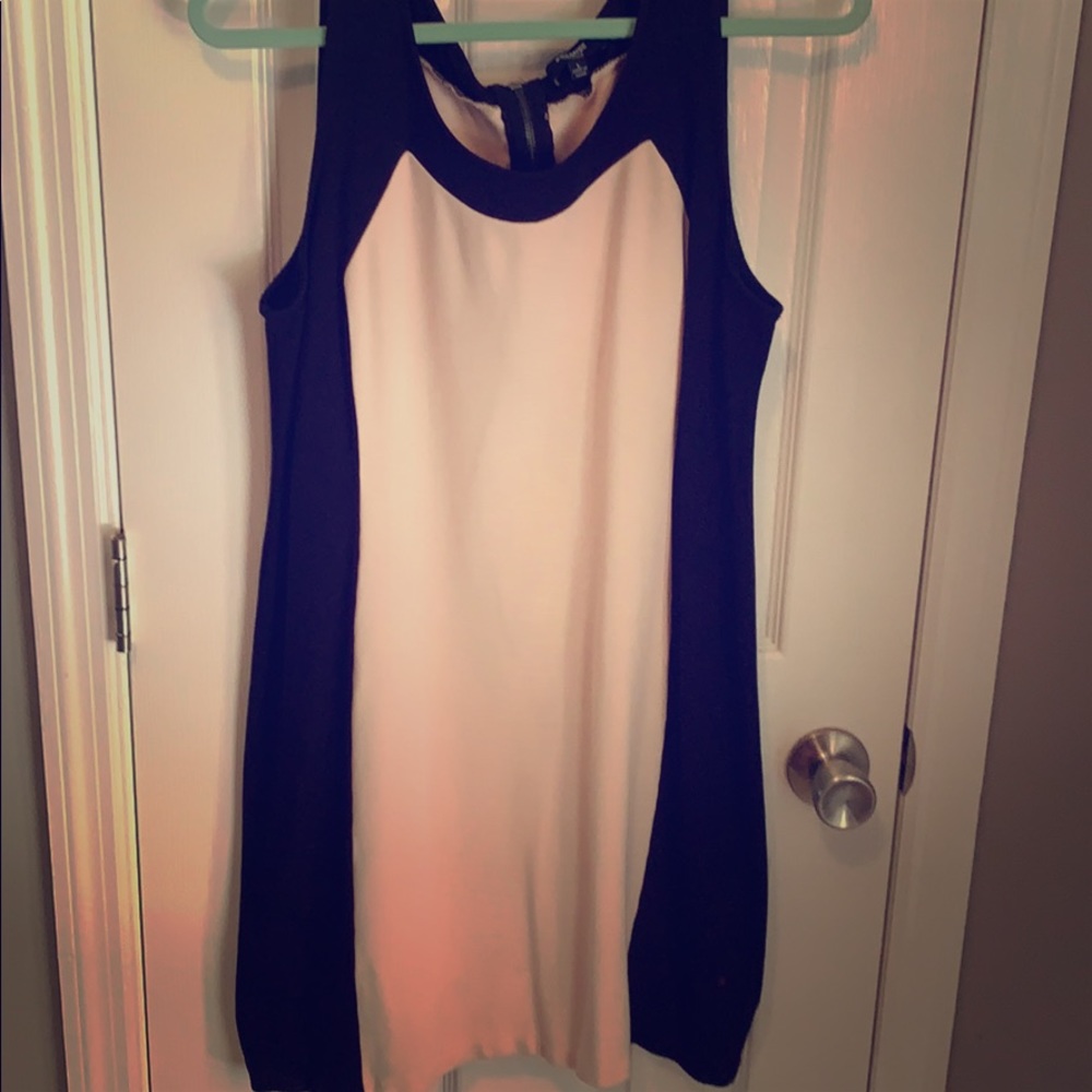 Cotton Colorblock Dress Black/Baby Pink